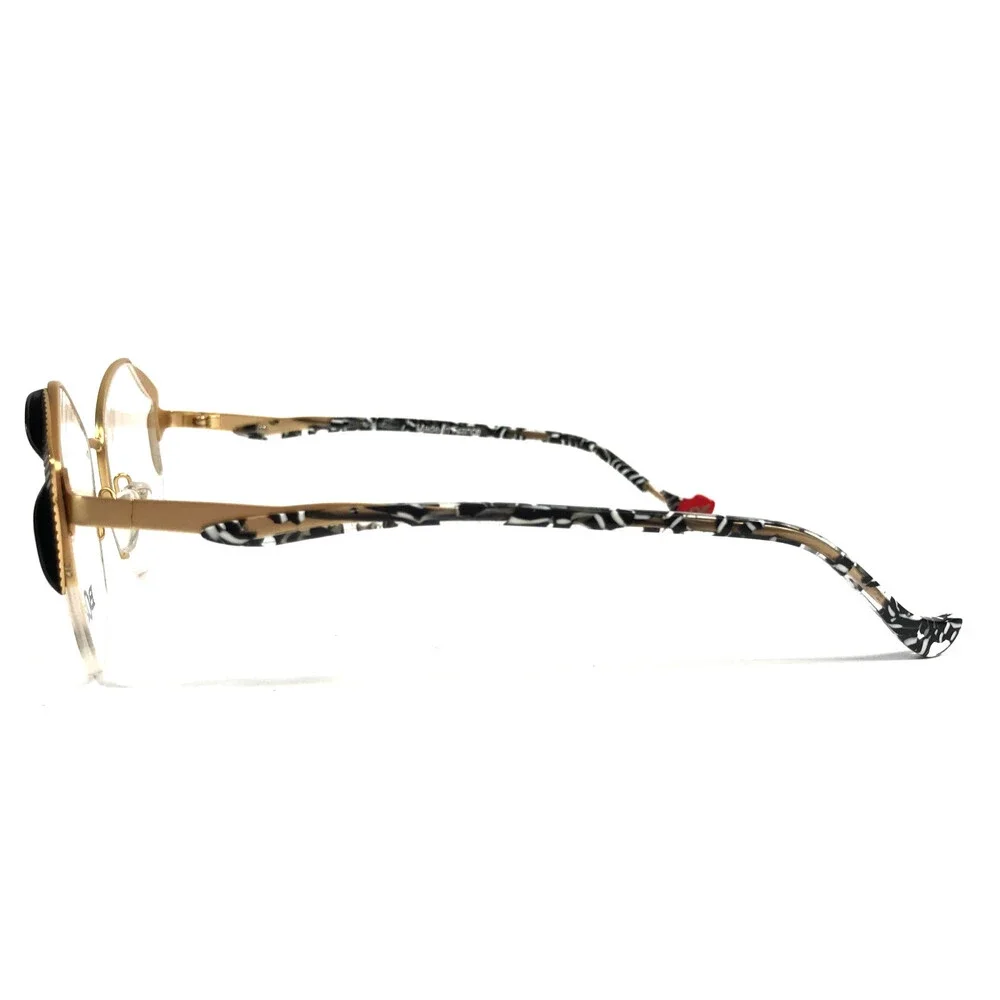 BOZ Eyeglasses Frames LOLITA 5000 Black White Matte Gold Cat Eye 51-18-140